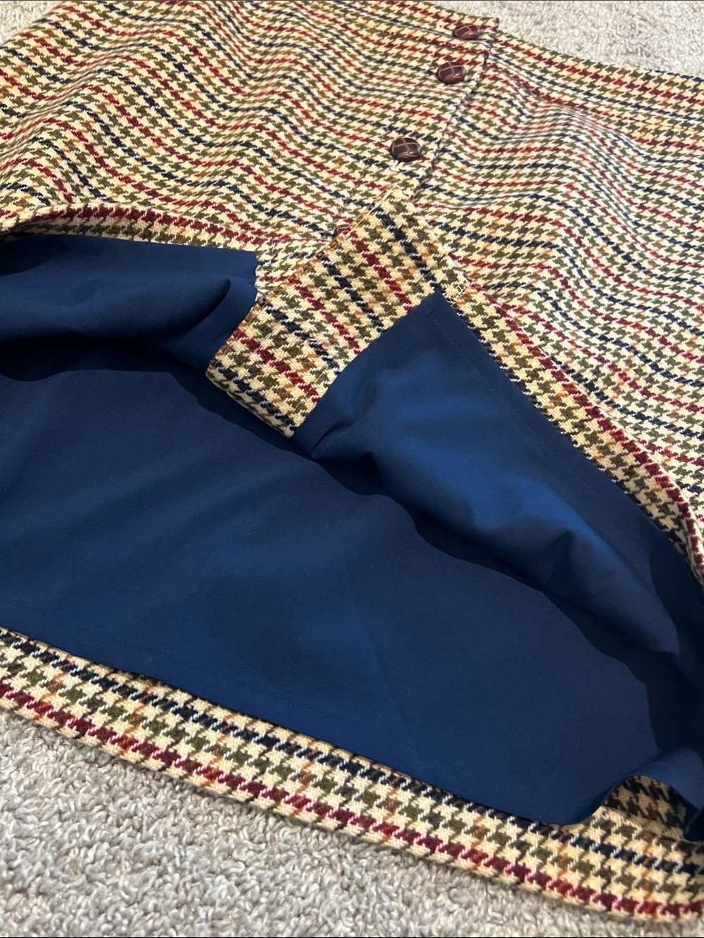 Talbots Houndstooth Plaid Button Front Wool Blend Skirt Size 12 Lined Classic - Picture 11 of 15